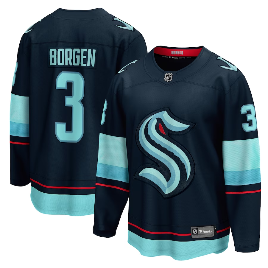 Men's Seattle Kraken Will Borgen #3 Deep Sea Blue Home Breakaway Jersey